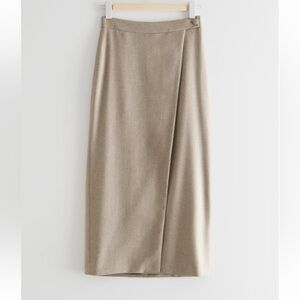& OTHER STORIES faux wrap wool blend midi skirt